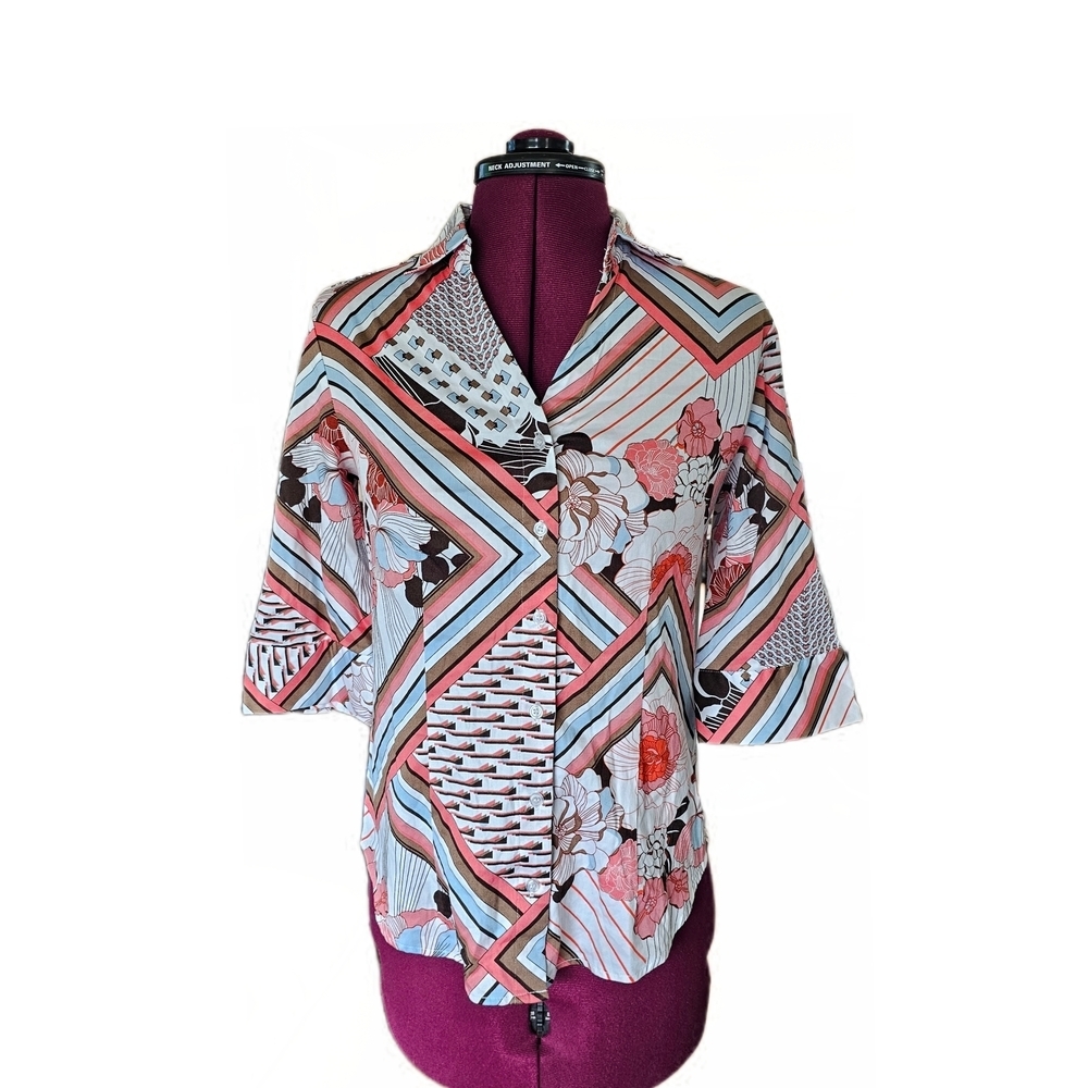 7th Avenue Design Studio New York & Co Womens Casual 3/4 Sleeve Blouse XSmall